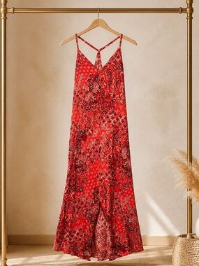 Maurices Red Paisley Printed Maxi Dress